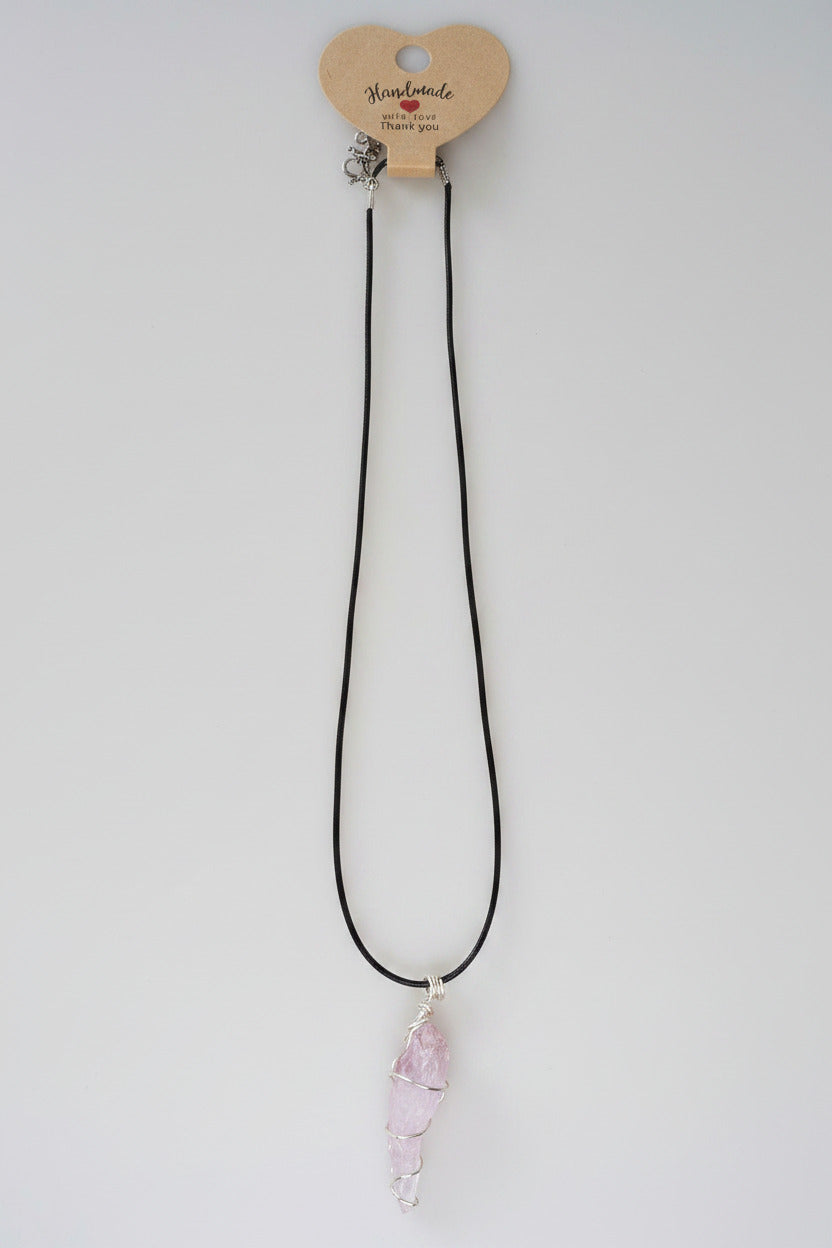 Raw Amethyst Wire Wrapped Pendant Necklace