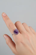 Raw Amethyst 925 Silver Claw Ring